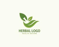 erbaceo logo natura foglia design concetto medico Salute cura vettore