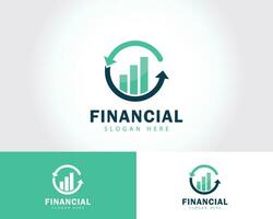 finanziario logo creativo mercato diagramma freccia investire innovazione design concetto vettore