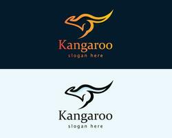 canguro logo creativo correre linea minimalista design vettore animale emblema marca