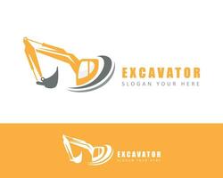 scavatrice logo creativo design modello emblema illustrazione vettore