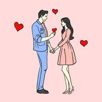 illustrazione di un' coppia chi amore ogni Altro, personaggio illustrazione per San Valentino giorno, piatto design stile vettore