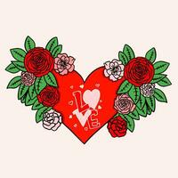 illustrazione di fiori e amore, illustrazione per San Valentino giorno nel piatto design stile vettore