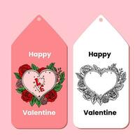 mano disegnato illustrazione di fiori e amore, etichetta per San Valentino giorno vettore