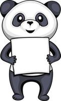 simpatico panda che tiene in bianco bianco. concetto di cartone animato animale isolato vettore