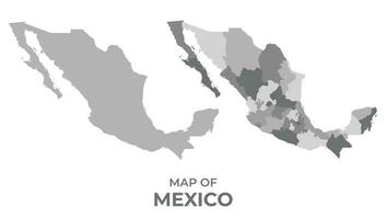 in scala di grigi vettore carta geografica di Messico con regioni e semplice piatto illustrazione