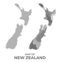 in scala di grigi vettore carta geografica di nuovo Zelanda con regioni e semplice piatto illustrazione