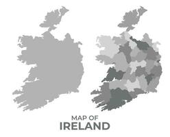 in scala di grigi vettore carta geografica di Irlanda con regioni e semplice piatto illustrazione