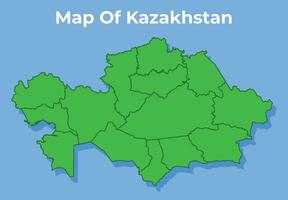 dettagliato carta geografica di Kazakistan nazione nel verde vettore illustrazione