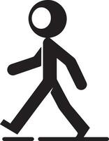 minimo bastone figura personaggio a piedi vettore silhouette, nero colore silhouette, bianca sfondo 9