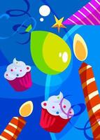 poster di buon compleanno con torte e candele. vettore