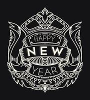 sfondo di tipografia felice anno nuovo disegnato a mano verticale vettore