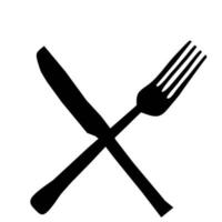 un cucchiaio e una forchetta neri illustrazione vettoriale per un'azienda alimentare