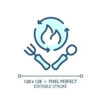 2d pixel Perfetto modificabile blu salutare dieta icona, isolato monocromatico vettore, magro linea illustrazione che rappresentano metabolico Salute. vettore