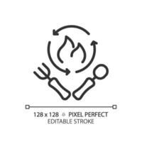2d pixel Perfetto modificabile nero salutare dieta icona, isolato monocromatico vettore, magro linea illustrazione che rappresentano metabolico Salute. vettore