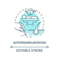 2d modificabile blu autotrapianto icona, monocromatico isolato vettore, magro linea illustrazione che rappresentano cellula terapia. vettore