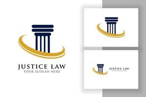 modello di progettazione del logo del pilastro con swoosh. logo della giustizia e dell'avvocato vettore