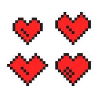 set di icone del cuore. illustrazione vettoriale in pixel design