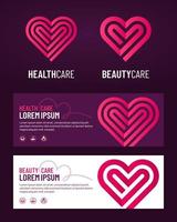 set di icone e banner di lusso per l'assistenza sanitaria o l'amore vettore