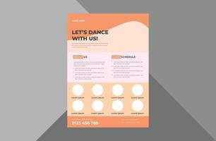modello di progettazione flyer studio di danza. disegno del volantino del manifesto della lezione di danza. modello a4, design brochure, copertina, volantino, poster, pronto per la stampa vettore