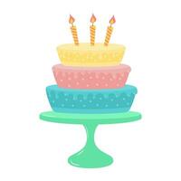 compleanno torta con candele. colorato pastello delizioso dolce. vettore