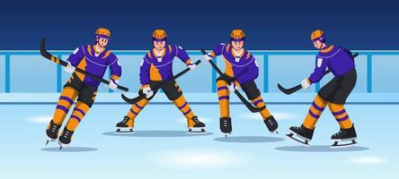 set di caratteri per lo sport dell'hockey su ghiaccio vettore