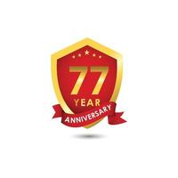 77 anni anniversario celebrazione emblema oro rosso modello vettoriale illustrazione design