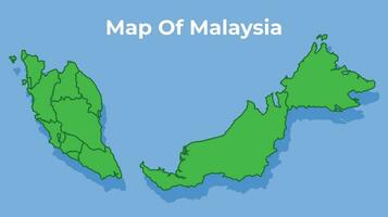 dettagliato carta geografica di Malaysia nazione nel verde vettore illustrazione
