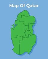 dettagliato carta geografica di Qatar nazione nel verde vettore illustrazione