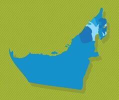 Emirati Arabi Uniti carta geografica con regioni blu politico carta geografica verde sfondo vettore illustrazione