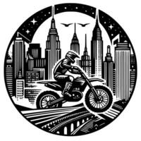 motocross supermoto sport da corsa Vintage ▾ illustrazione arte. logo motocross vettore