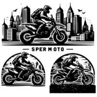 motocross supermoto sport da corsa Vintage ▾ illustrazione arte. logo motocross vettore