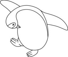 carino cartone animato pinguino con scarabocchio semplice linee, il pinguino in piedi, in esecuzione, saltare, scorrevole, e Impressionante vario pose. il cartone animato pinguino nel il ghiacciato mondo gioioso. vettore