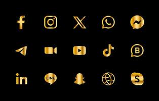 sociale media vettore icone simboli impostato con blu color.prinsocial media vettore d'oro icone. simboli impostare.