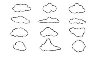 un' collezione di nube ictus Linee di vario forme vettore