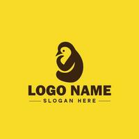 pinguino logo e icona pulito piatto moderno minimalista attività commerciale e lusso marca logo design modificabile vettore