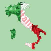bandiera dell'italia stampata sulla mappa dell'italia