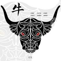 Cinese zodiaco bue arte vettore illustrazione