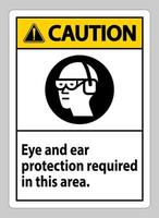 segnale di attenzione protezione per occhi e orecchie necessaria in quest'area vettore