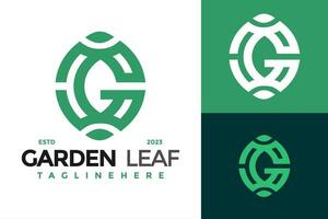 lettera g giardino foglia logo design vettore simbolo icona illustrazione