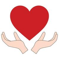 beneficenza logo mani supporto cuore icona piatto design vettore illustrazione
