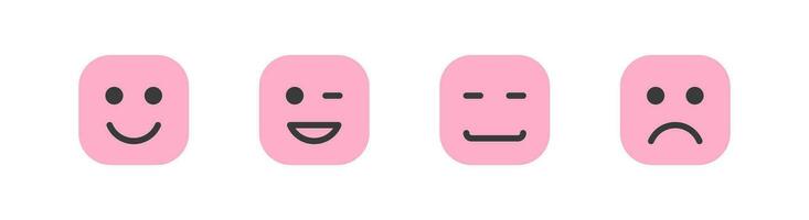 emoticon con diverse emozioni, felice, triste, confuso, grafica vettoriale isolato su sfondo bianco