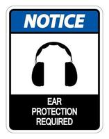 notare la protezione per le orecchie richiesta segno su sfondo bianco vettore