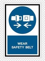 indossare la cintura di sicurezza simbolo segno isolare su sfondo trasparente, illustrazione vettoriale