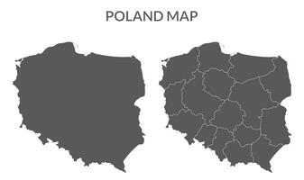 Polonia carta geografica. carta geografica di Polonia nel impostato nel grigio colore vettore