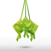 Ketupat tradizionale Ramadhan e eid mubarak piatti vettore illustrazione