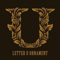 lettera u logo stile ornamento vintage vettore