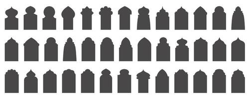 Ramadan telaio forme impostare. vettore porta e finestre arco con islamico design. mussola orientale cancello. indiano Vintage ▾ archi con tradizionale ornamento. architettura elementi e adesivi