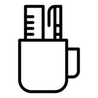 penna righello icona o logo illustrazione schema nero stile vettore