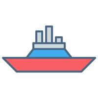nave barca icona o logo illustrazione pieno colore stile vettore