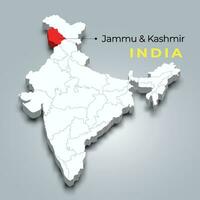 jammu e kashmir carta geografica Posizione nel indiano 3d isometrico carta geografica. jammu e kashmir carta geografica vettore illustrazione